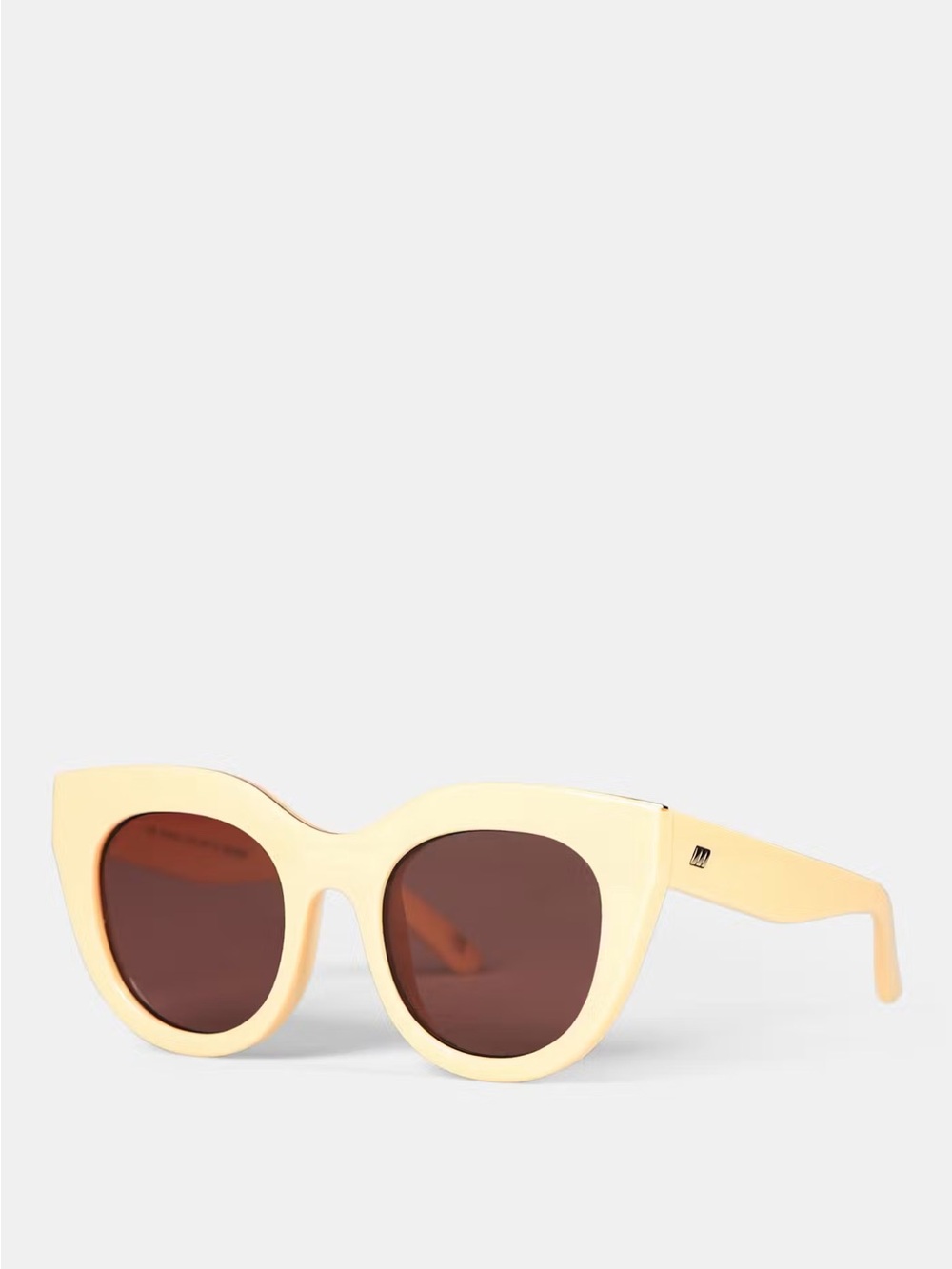 Le Specs Cream Cat-Eye Sunglasses with Brown Lenses